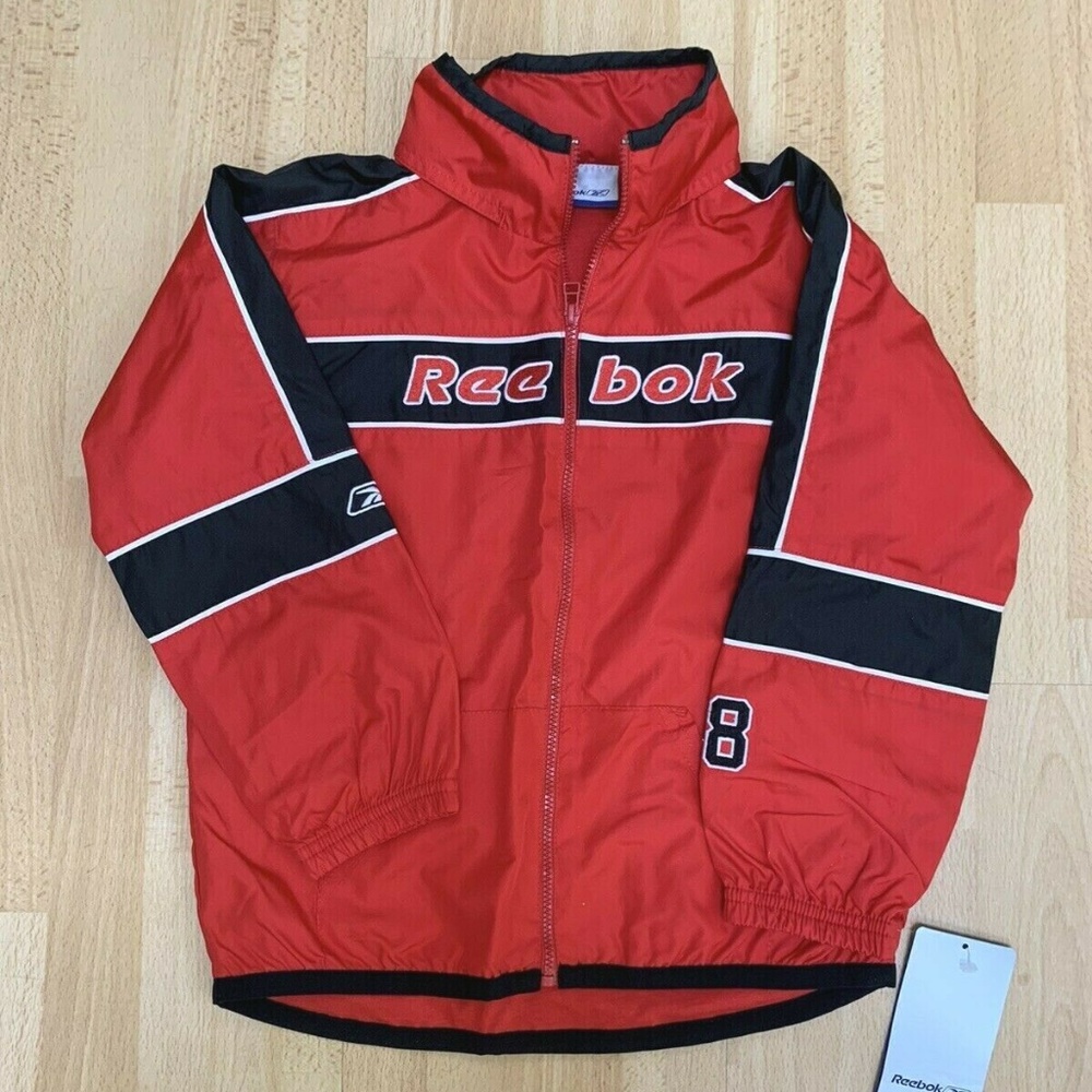 Reebok Windbreaker Fleece Lined Red Hooded 5/6